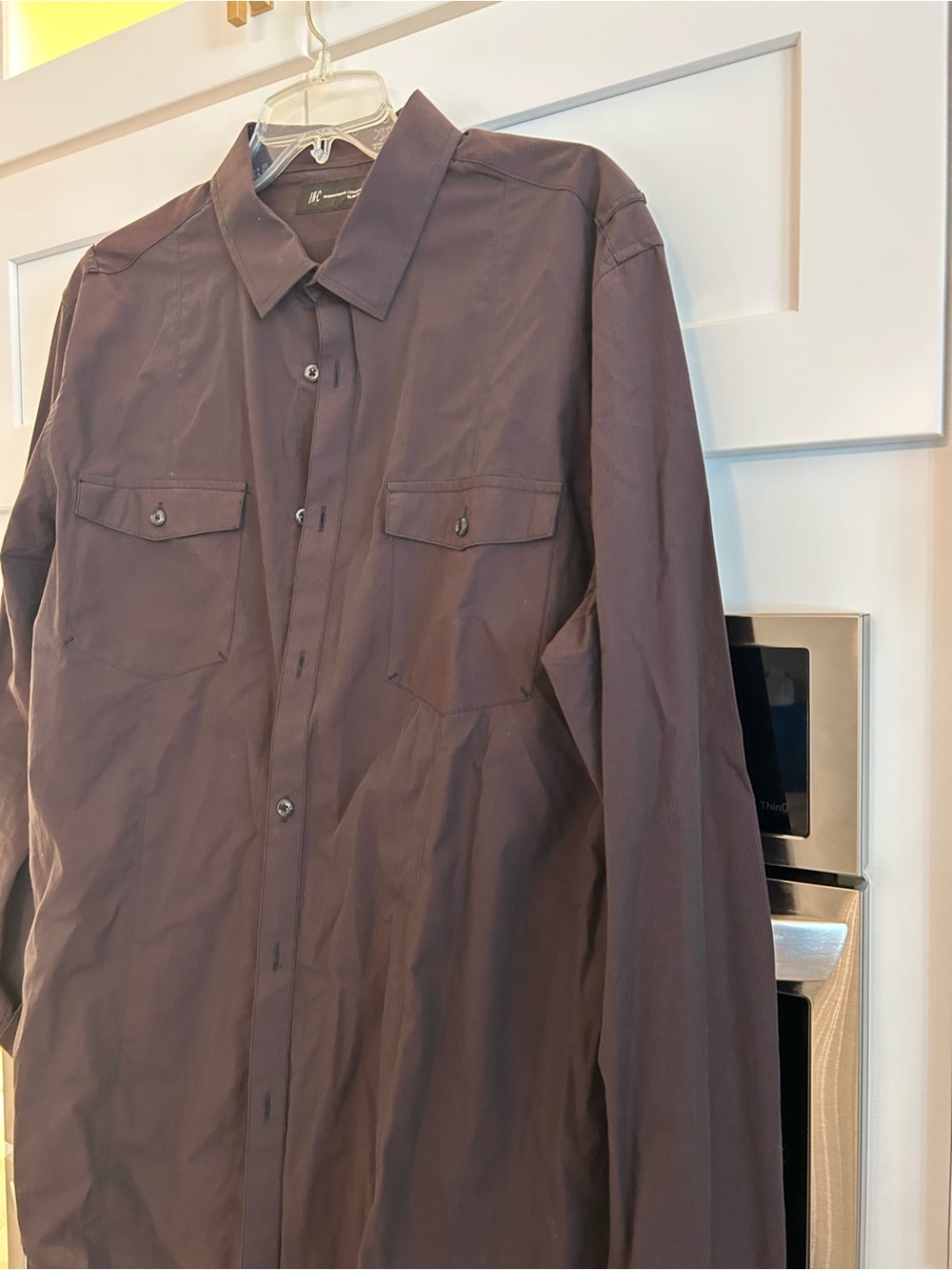 Slim Fit Men's Button-Up Shirt in Deep Burgundy